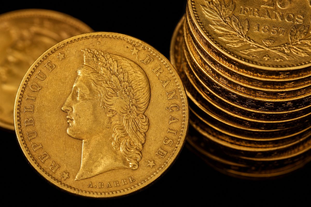 Pièces Napoléon 20 francs en gros plan